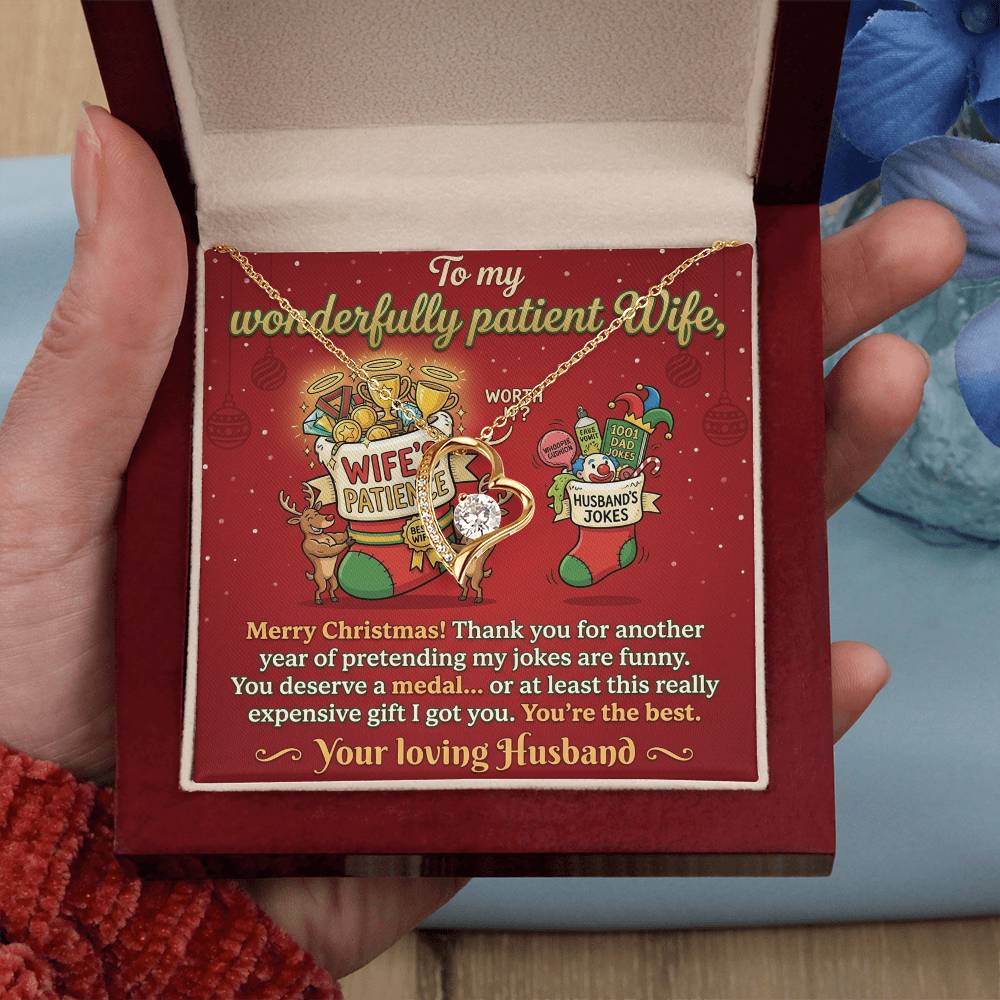 To My Wife Necklace From Husband, Funny Christmas Gift For Her, Husband to Wife Jewelry, Holiday Gift for Wife - Love Knot Necklace-LKN80863