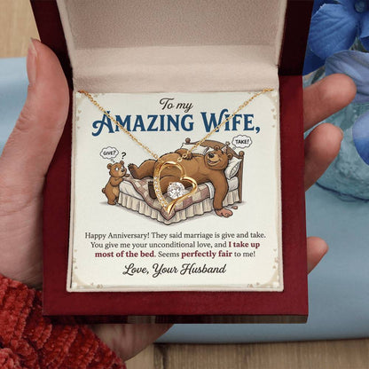 To My Wife Necklace From Husband, Funny Anniversary Gift, Romantic Gift for Her, Wife Gift - Love Knot Necklace-LKN80275