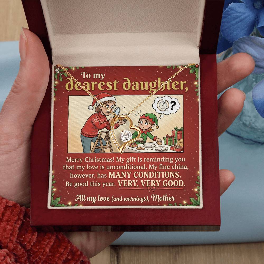 To My Daughter Necklace From Mother, Funny Christmas Gift, Unconditional Love, Holiday Present for Daughter - Love Knot Necklace-LKN99362