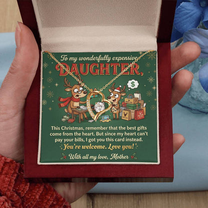 To My Daughter Necklace From Mother, Funny Christmas Gift for Daughter, Sentimental Mom and Daughter Gift - Love Knot Necklace-LKN64305