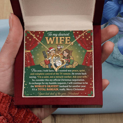 To My Wife Necklace From Husband, Funny Christmas Gift Idea, Holiday Present for Her - Love Knot Necklace-LKN30710