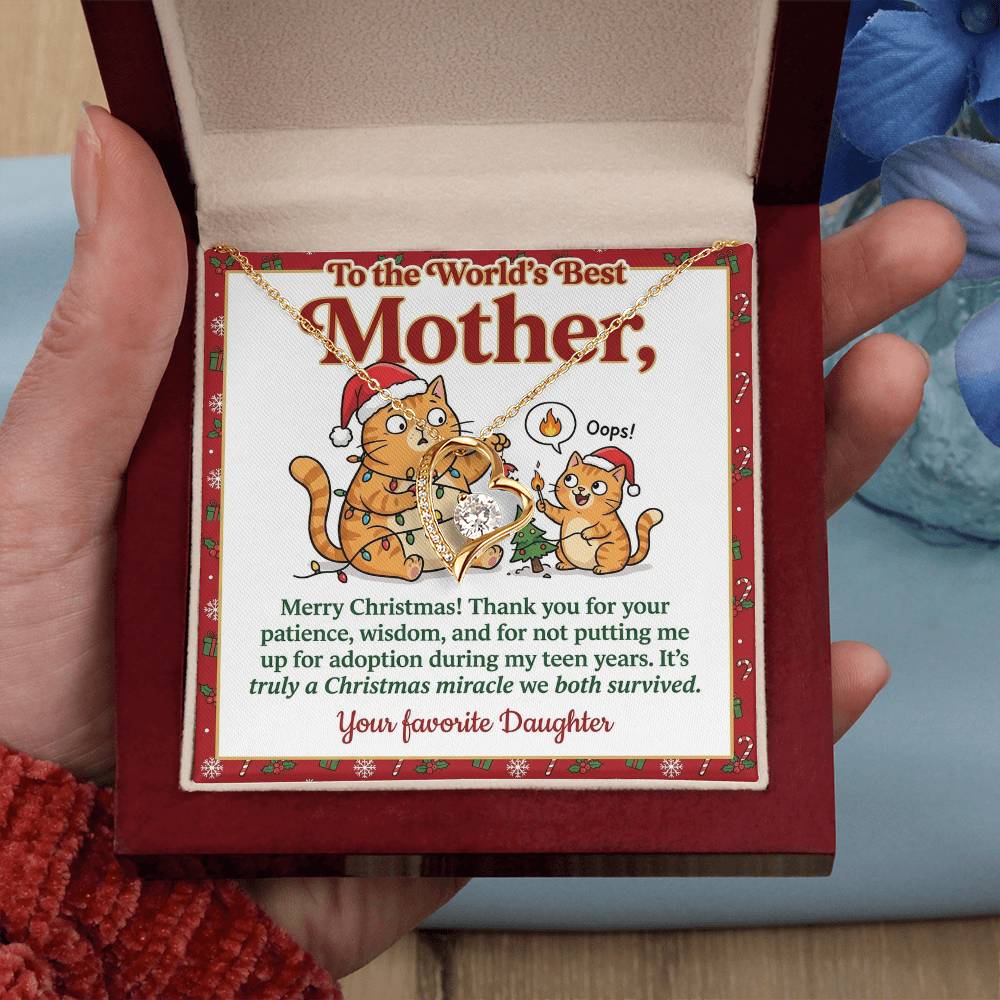 To My Mother Necklace From Daughter - Funny Christmas Gift for the World's Best Mom - Love Knot Necklace-LKN21180