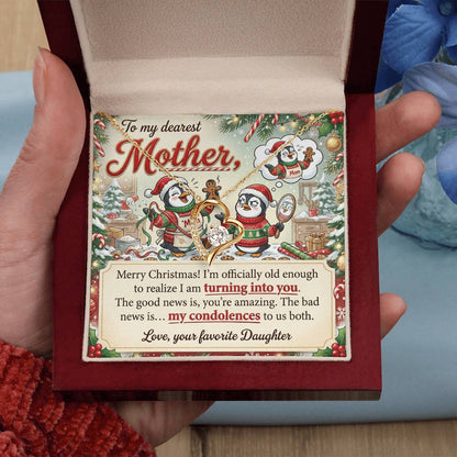 To My Mother Necklace From Daughter, Funny Christmas Gift For Mom, Mom Birthday Gift, Turning Into You - Love Knot Necklace-LKN95163