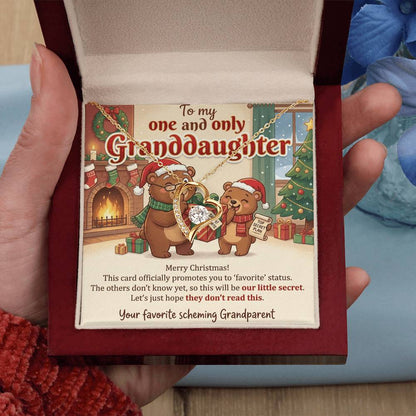 To My Granddaughter Necklace From Grandparent, Favorite Granddaughter Christmas Gift, Holiday Present for Her - Love Knot Necklace-LKN97259