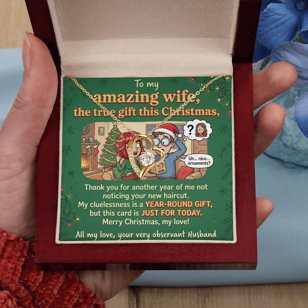 To My Wife Necklace From Husband, Funny Christmas Gift, The True Gift This Christmas, Humorous Wife Gift, Love Knot Necklace-LKN79300