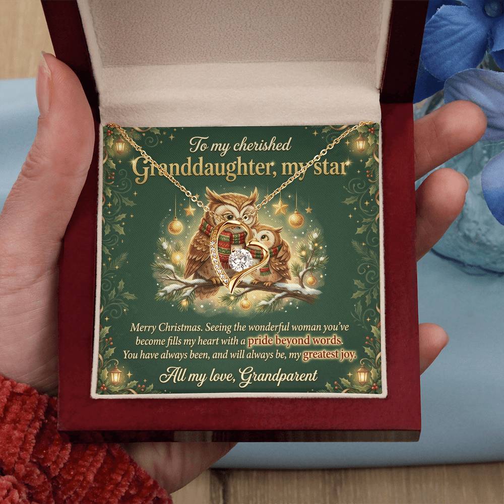 To My Granddaughter Necklace From Grandparent, Merry Christmas Gift, Sentimental Gift for My Star, Greatest Joy - Love Knot Necklace-LKN86139