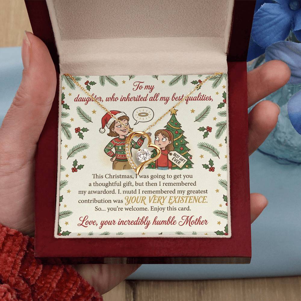 To My Daughter Necklace From Mother, Funny Christmas Gift, Holiday Gift For Daughter, Mother Daughter Gift - Love Knot Necklace-LKN92225