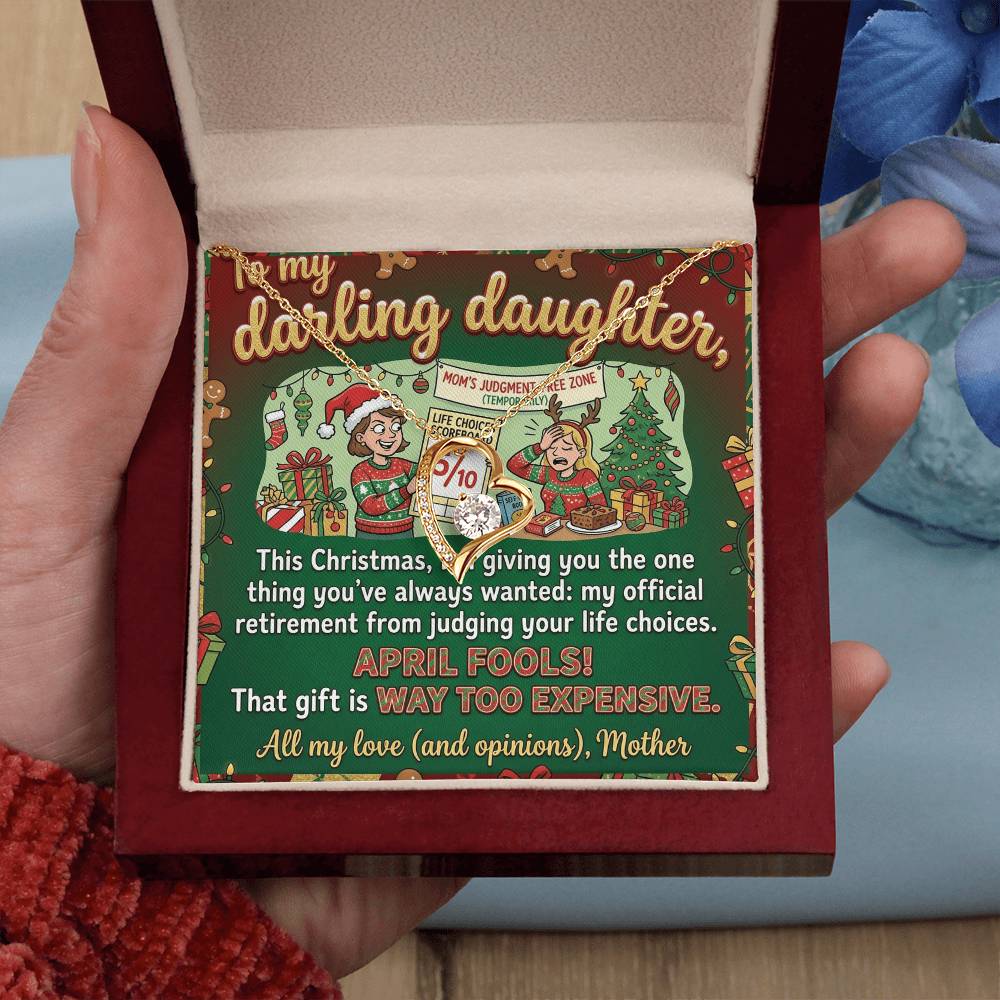 To My Daughter Necklace From Mother, Funny Christmas Gift, Sarcastic Xmas Present for Daughter, Humorous Jewelry, Love Knot Necklace-LKN19225