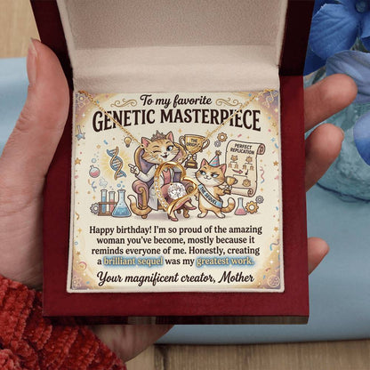 To My Daughter Necklace From Mom - Happy Birthday Gift, Funny Sentimental Gift for Adult Daughter, Genetic Masterpiece - Love Knot Necklace-LKN82560
