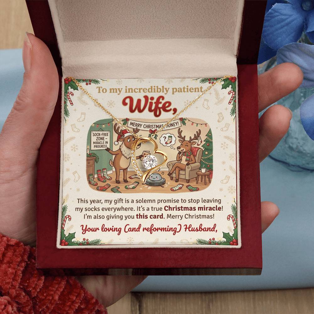 To My Wife Necklace From Husband, Funny Christmas Gift for My Patient Wife, Holiday Jewelry Gift, Love Knot Necklace-LKN82596