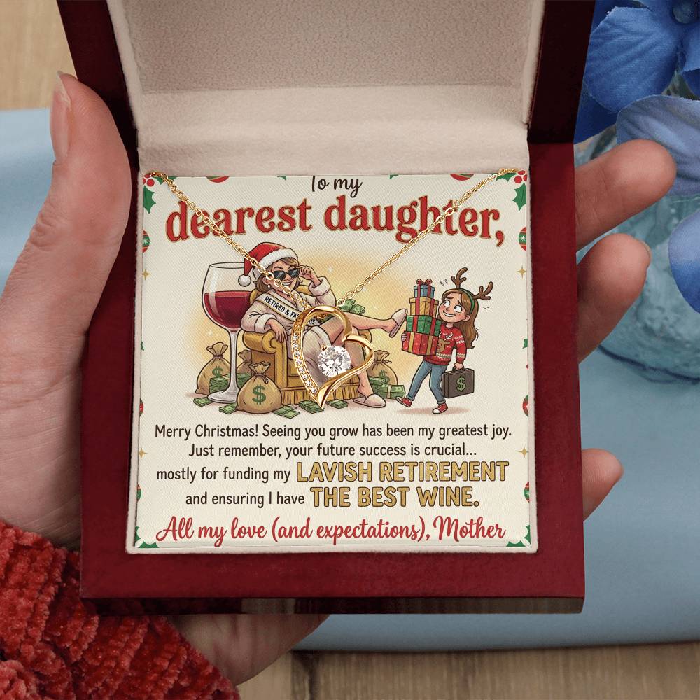 To My Dearest Daughter Necklace From Mother, Funny Christmas Gift, Humorous Xmas Present for Her, Future Success Gift, Love Knot Necklace-LKN56173