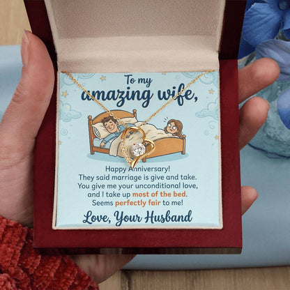 To My Wife Necklace From Your Husband, Funny Anniversary Gift for Her, Marriage Present - Love Knot Necklace-LKN15124