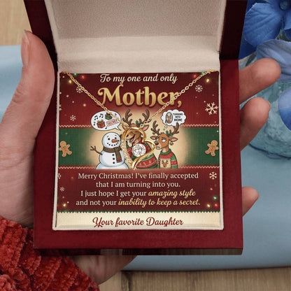 To My Mother Necklace From Daughter, Funny Christmas Gift for Mom, Holiday Present - Love Knot Necklace-LKN61833