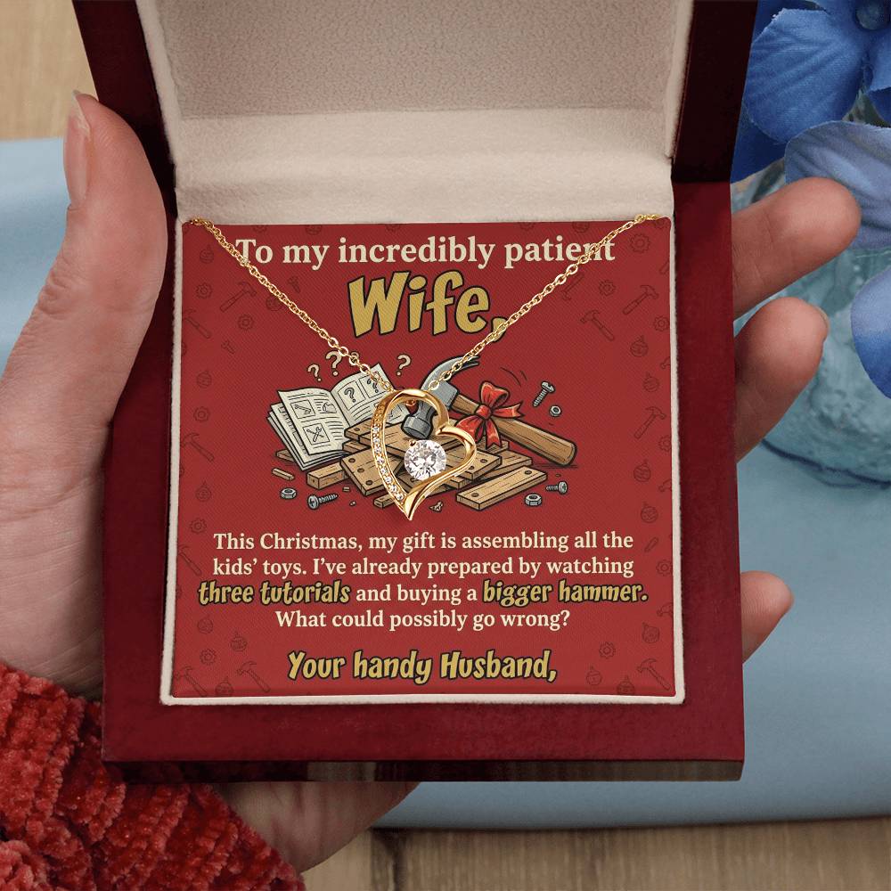 To My Wife Necklace From Husband, Funny Christmas Gift for Wife, Holiday Gift Idea for Her, Husband to Wife Gift - Love Knot Necklace-LKN23522