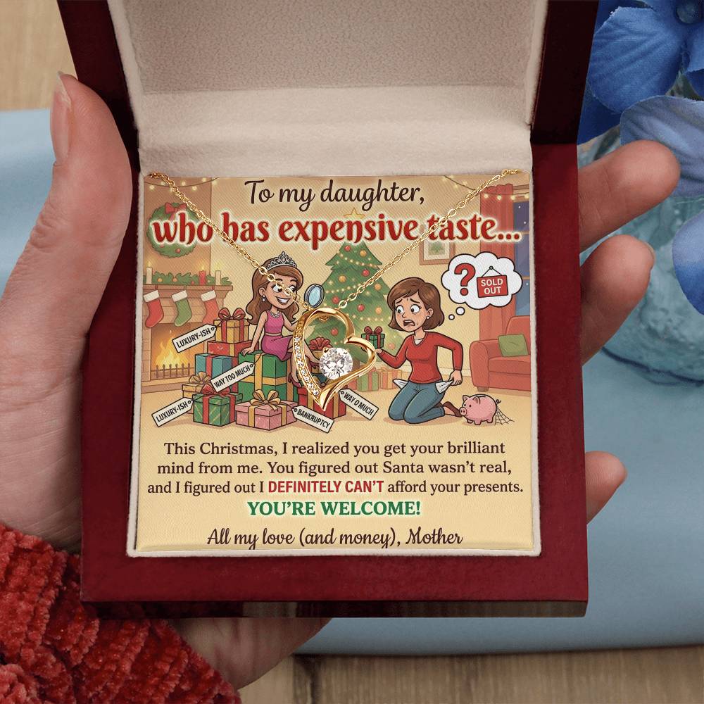 To My Daughter Necklace From Mother, Funny Christmas Gift, Sarcastic Holiday Present For Daughter From Mom, Birthday Gift - Love Knot Necklace-LKN94854