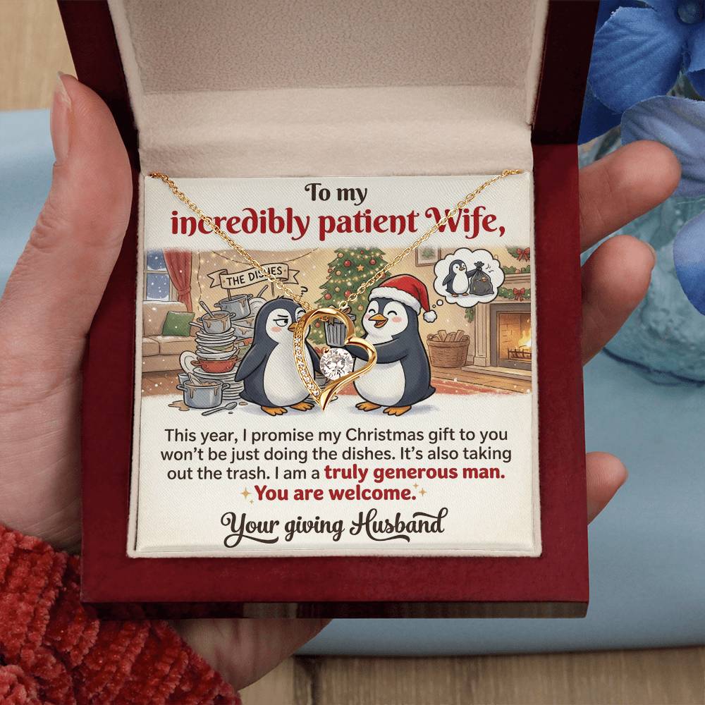 To My Wife Necklace From Husband, Funny Christmas Gift for Incredibly Patient Wife, Love Knot Necklace-LKN13588