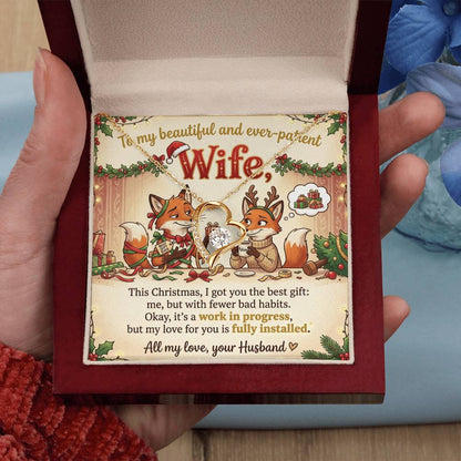 To My Wife Necklace From Husband, Funny Christmas Gift, Holiday Jewelry, Gift for Ever-Patient Wife - Love Knot Necklace-LKN16772