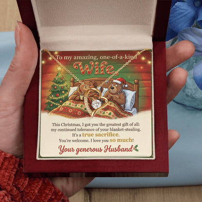 To My Wife Necklace From Husband, Funny Christmas Gift for Her, Holiday Present - Love Knot Necklace-LKN97291