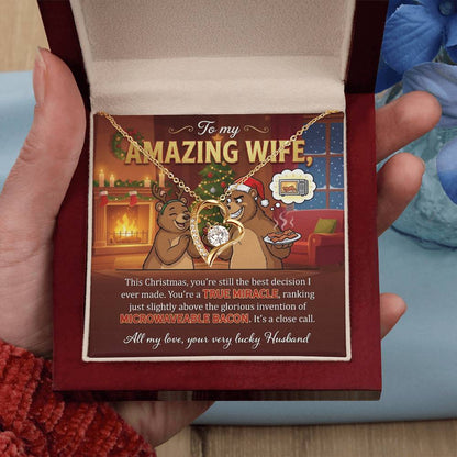 To My Wife Necklace From Husband, Funny Christmas Gift for Her, Holiday Gift, Love Knot Necklace-LKN25037