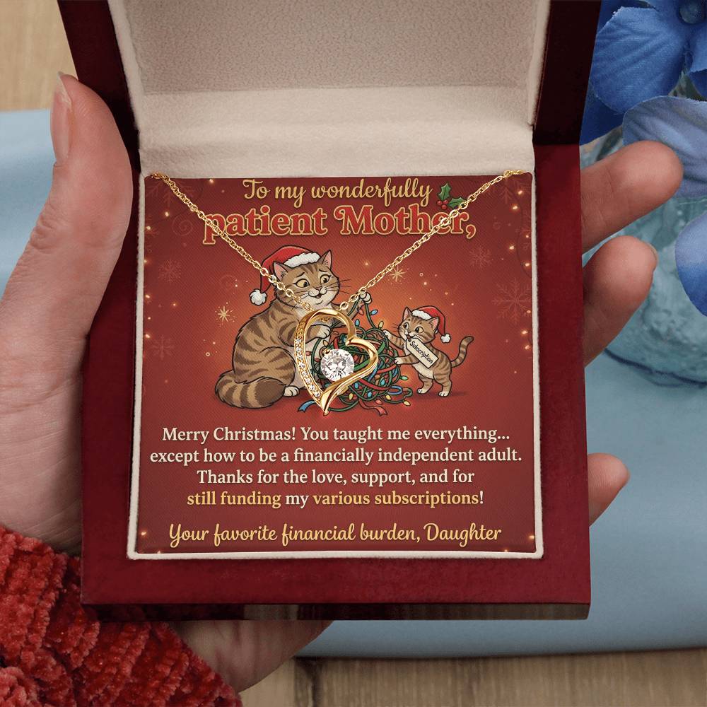 To My Mother Necklace From Daughter, Funny Christmas Gift for Mom, Humorous Xmas Present, Love Knot Necklace-LKN91310