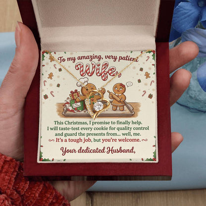 To My Wife Necklace From Husband, Funny Christmas Gift For Her, Holiday Xmas Present For Wife - Love Knot Necklace-LKN23024