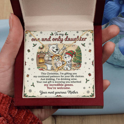 To My Daughter Necklace From Mother, Funny Christmas Gift, Mom to Daughter Present, Birthday Gift Idea, Love Knot Necklace-LKN69661