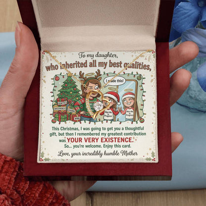 To My Daughter Necklace From Mother, Funny Christmas Gift, Gift For Daughter From Mom - Love Knot Necklace-LKN29867