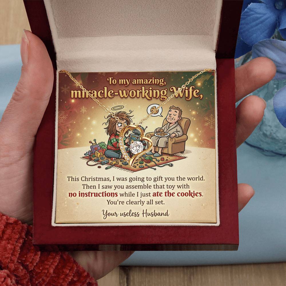 To My Wife Necklace From Husband, Funny Christmas Gift For Her, Miracle-Working Wife, Holiday Gift, Love Knot Necklace-LKN55827