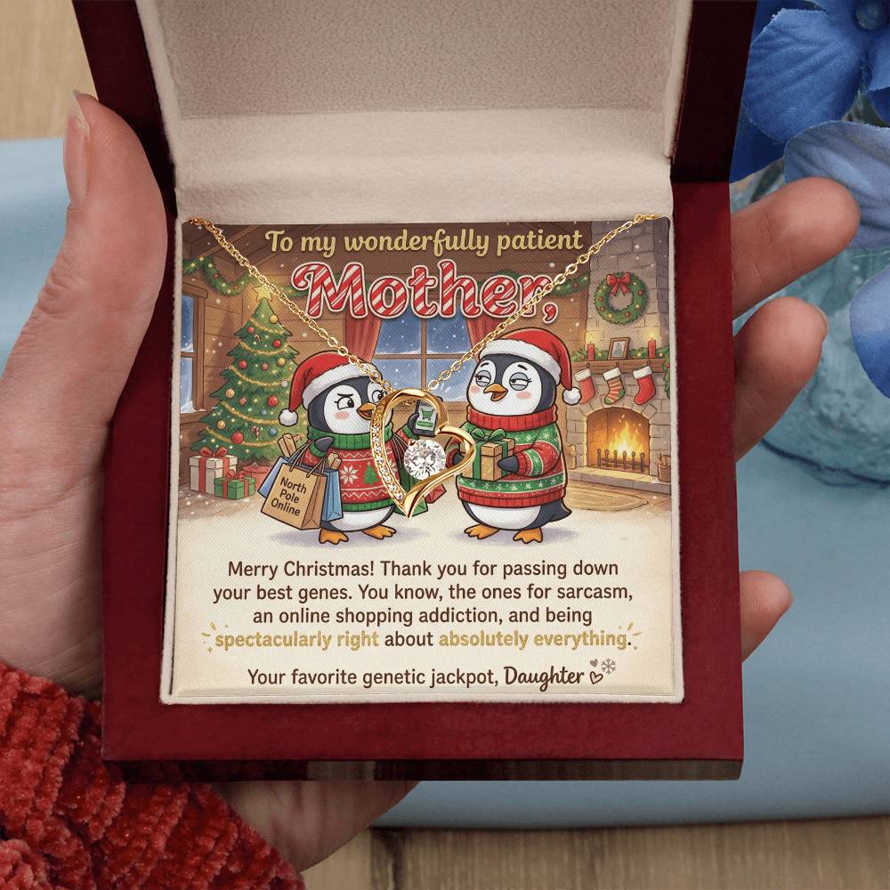 To My Mother Necklace From Daughter, Funny Merry Christmas Gift, Mom Christmas Present, Sarcastic Genes Gift - Love Knot Necklace-LKN81219