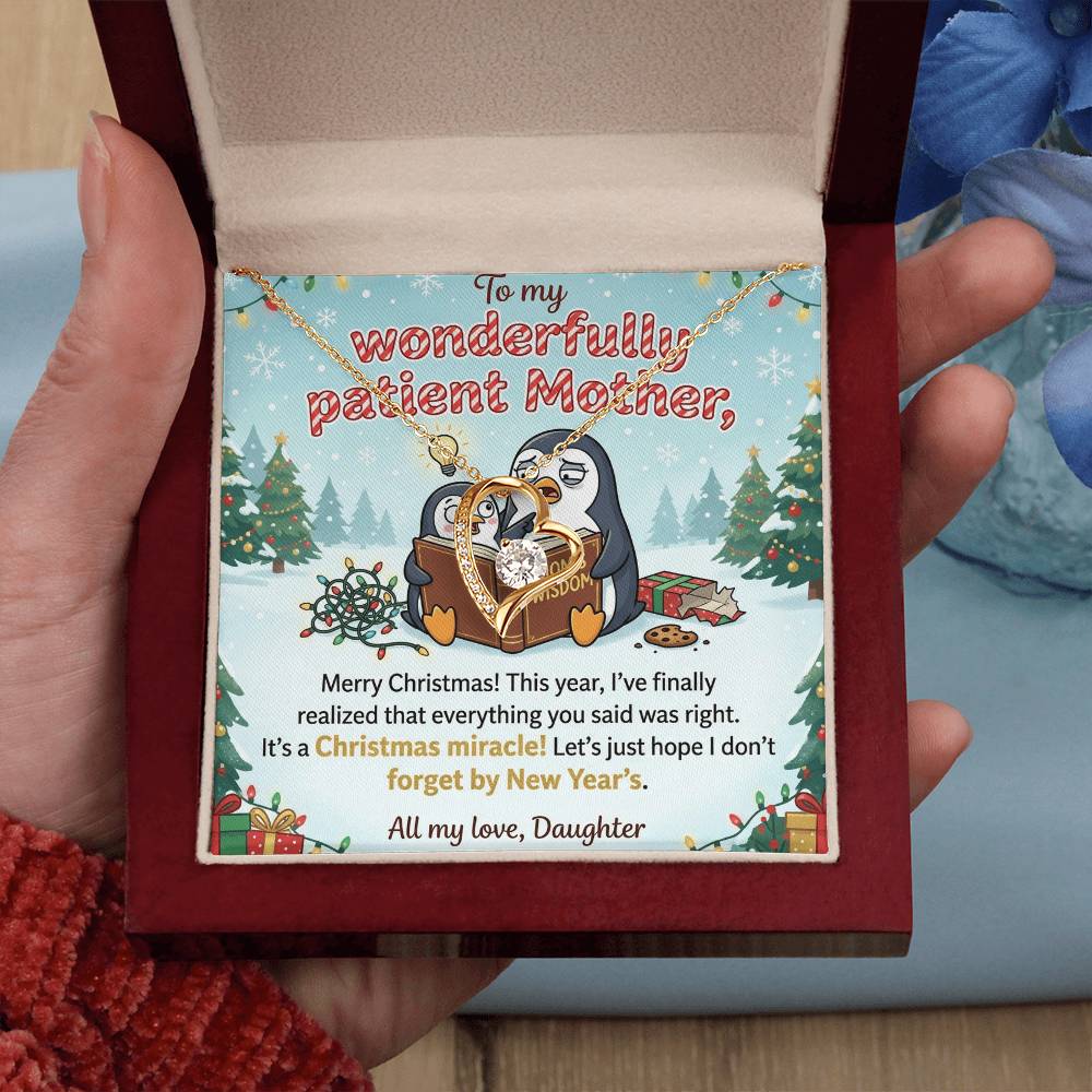 To My Mother Necklace From Daughter, Funny Christmas Gift for Mom, Mom Birthday Gift, Love Knot Necklace-LKN83182