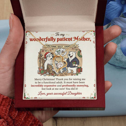 To My Mother Necklace From Daughter, Funny Christmas Gift for Mom, Birthday Gift, Holiday Jewelry Gift for Mother, Love Knot Necklace-LKN39897