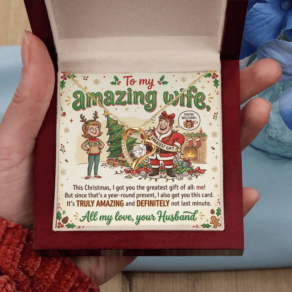 To My Wife Necklace From Husband, Funny Christmas Gift For Her, Xmas Gift For Amazing Wife, Love Knot Necklace-LKN90761