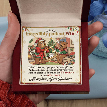 To My Wife Necklace From Husband, Funny Christmas Gift For Patient Wife, Anniversary, Birthday Gift - Love Knot Necklace-LKN77680