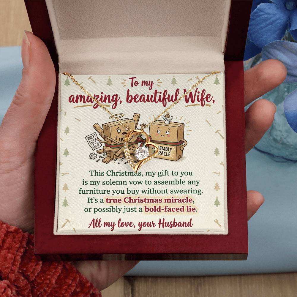 To My Wife Necklace From Husband, Funny Christmas Gift For Her, Christmas Miracle Present, Love Knot Necklace-LKN22909