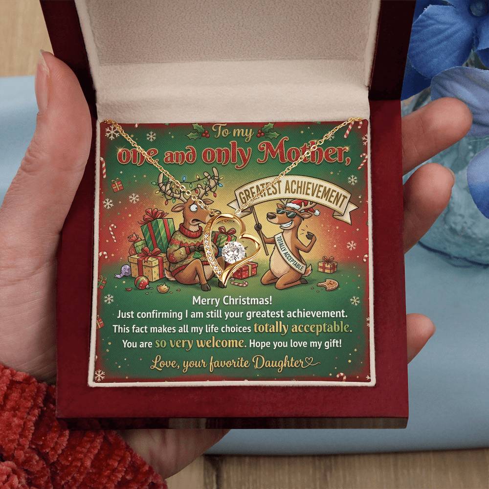 To My Mother Necklace From Daughter, Funny Christmas Gift, Greatest Achievement, Holiday Gift for Mom - Love Knot Necklace-LKN76298