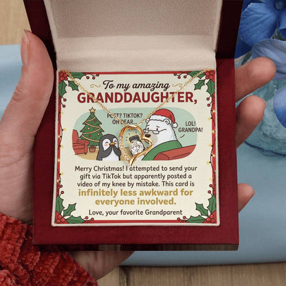 To My Granddaughter Necklace From Grandparent, Funny Christmas Gift for Granddaughter, Xmas Gift Idea - Love Knot Necklace-LKN45951