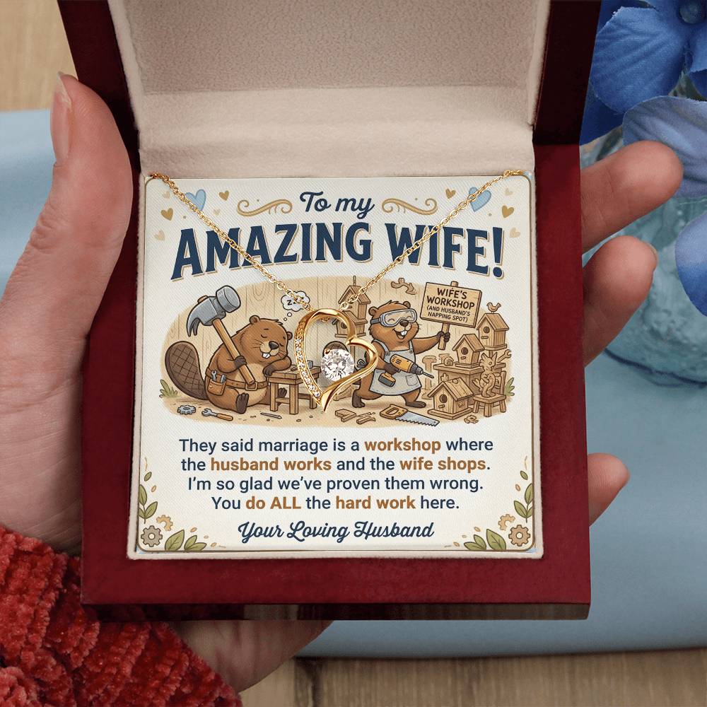 To My Wife Necklace From Husband, Funny Anniversary Gift for Her, Wife Birthday Gift - Love Knot Necklace-LKN49192