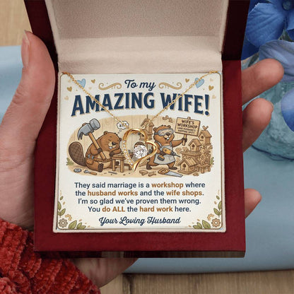To My Wife Necklace From Husband, Funny Anniversary Gift for Her, Wife Birthday Gift - Love Knot Necklace-LKN49192
