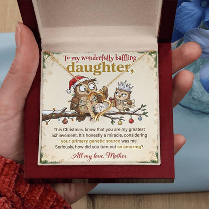 To My Daughter Necklace From Mother, Funny Christmas Gift for an Amazing Daughter, Love Knot Necklace-LKN86018