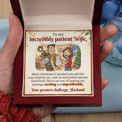 To My Wife Necklace From Husband, Funny Christmas Gift For Wife, Xmas Gift, Marriage Gift, Love Knot Necklace-LKN89109