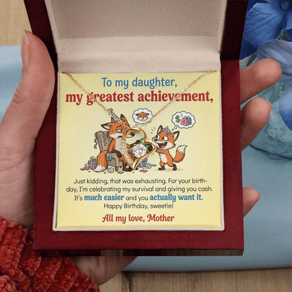 To My Daughter Necklace From Mother, Funny Birthday Gift For Daughter, Gift From Mom, Love Knot Necklace-LKN93599