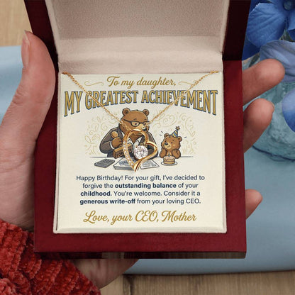 To My Daughter Necklace From Mother, Funny Birthday Gift, My Greatest Achievement, Love Knot Necklace-LKN25596