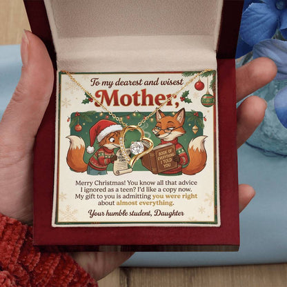 To My Mother Necklace From Daughter, Funny Christmas Gift, Holiday Present for Mom, Gift for Mother, Love Knot Necklace-LKN36053