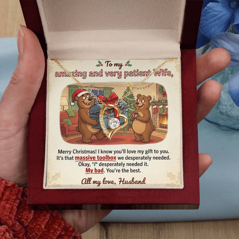 To My Wife Necklace From Husband - Funny Christmas Gift For Her, My Bad Toolbox Joke - Love Knot Necklace-LKN83749