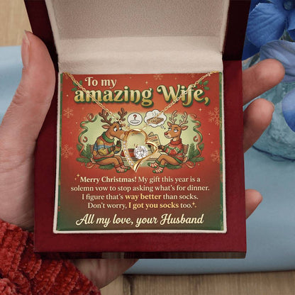 To My Wife Necklace From Husband, Funny Christmas Gift For Her, Romantic Husband To Wife Gift, Love Knot Necklace-LKN49311