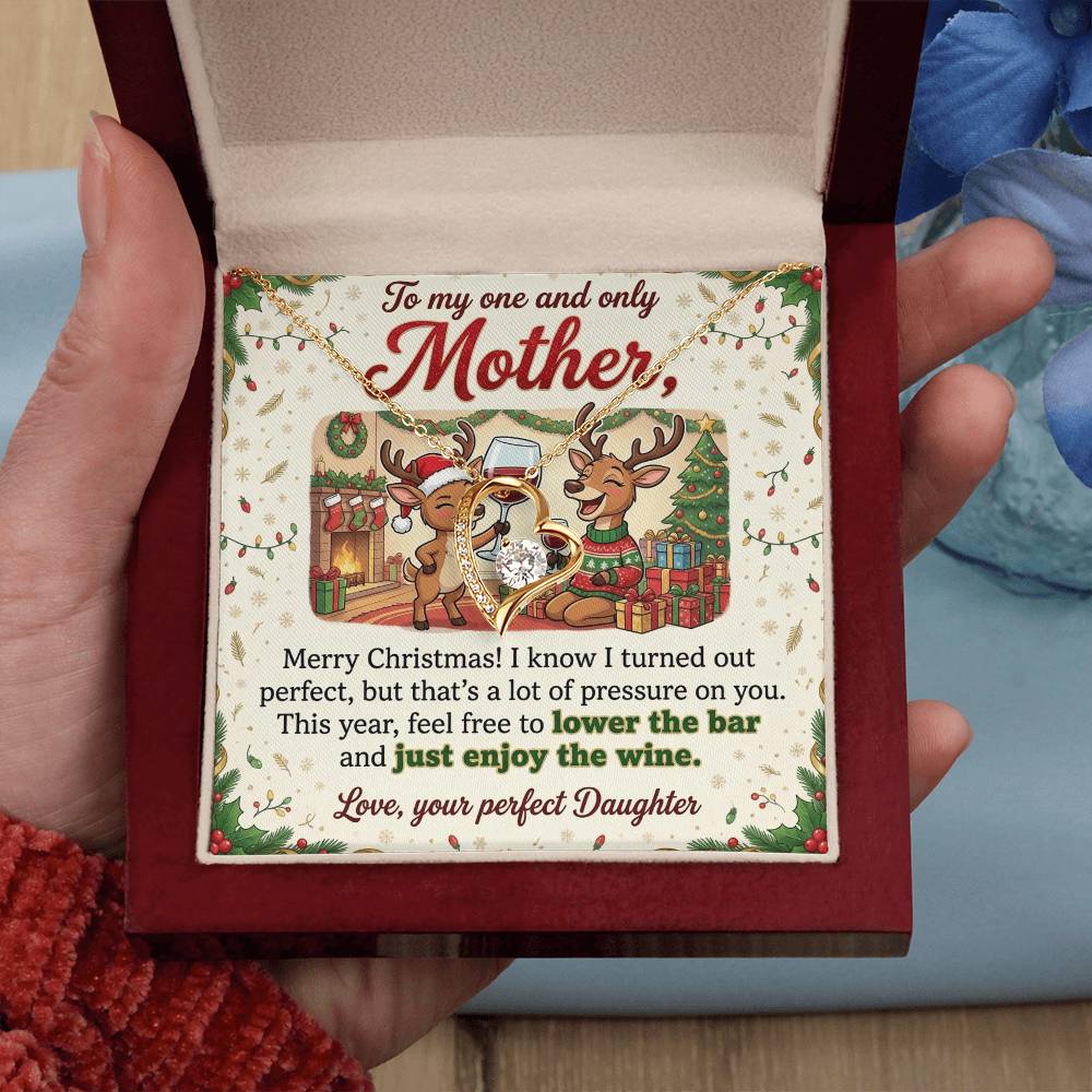 To My Mother Necklace From Daughter, Merry Christmas Gift for Mom, Funny Holiday Gift - Love Knot Necklace-LKN93856