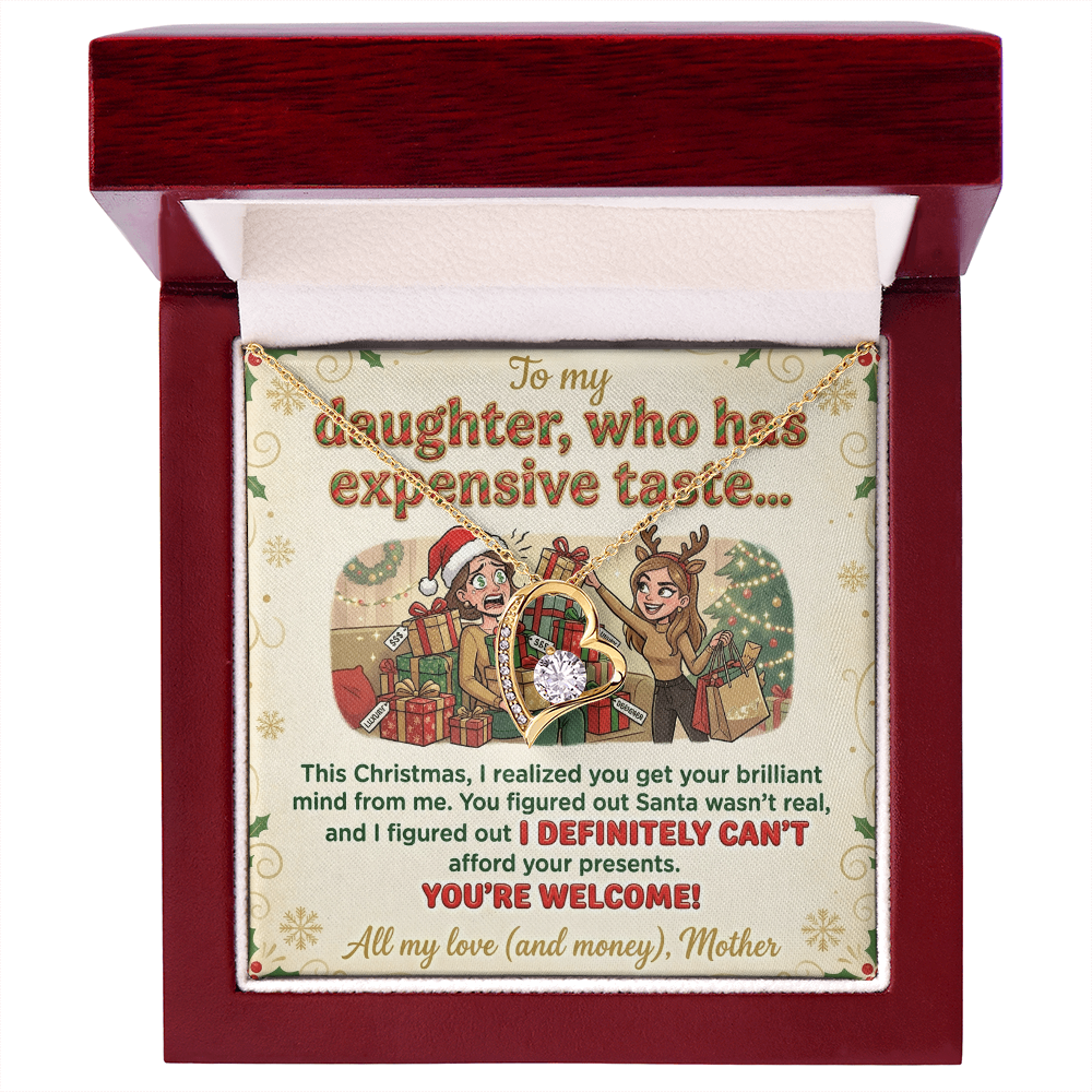 To My Daughter Necklace From Mother, Funny Christmas Gift For Daughter From Mom, Birthday Gift - Forever Love Necklace-FLN74071