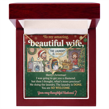 To My Wife Necklace From Husband, Funny Christmas Gift For Her, Holiday Present For Wife, Me Doing The Laundry, Love Knot Necklace-LKN50072