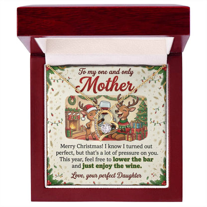 To My Mother Necklace From Daughter, Merry Christmas Gift for Mom, Funny Holiday Gift - Love Knot Necklace-LKN93856