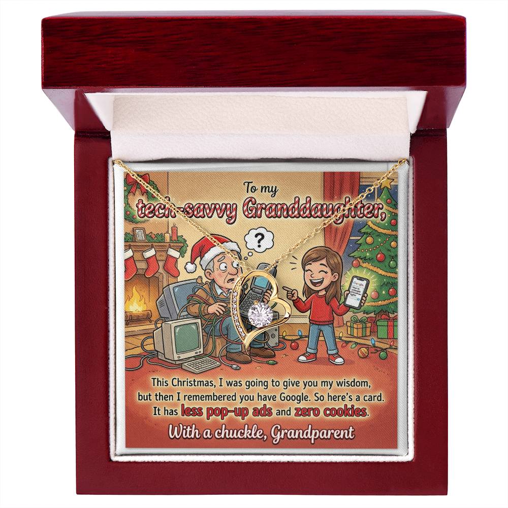 To My Granddaughter Necklace From Grandparent - Funny Christmas Gift, Humorous Tech-Savvy Granddaughter Xmas Present - Love Knot Necklace-LKN45469